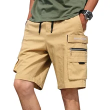 Мужские шорты в стиле сафари до колена, летние прямые низкие однотонные шорты, мужские повседневные хлопковые шорты на шнурке, Ropa De Hombre