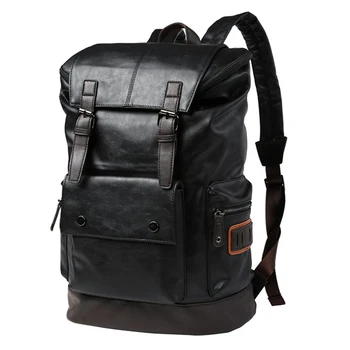 

High Capacity Large Mens Travel Backpack Bag Black Leather Man Backpack For Trip Laptop Backpack mochila masculina Daypack Ba