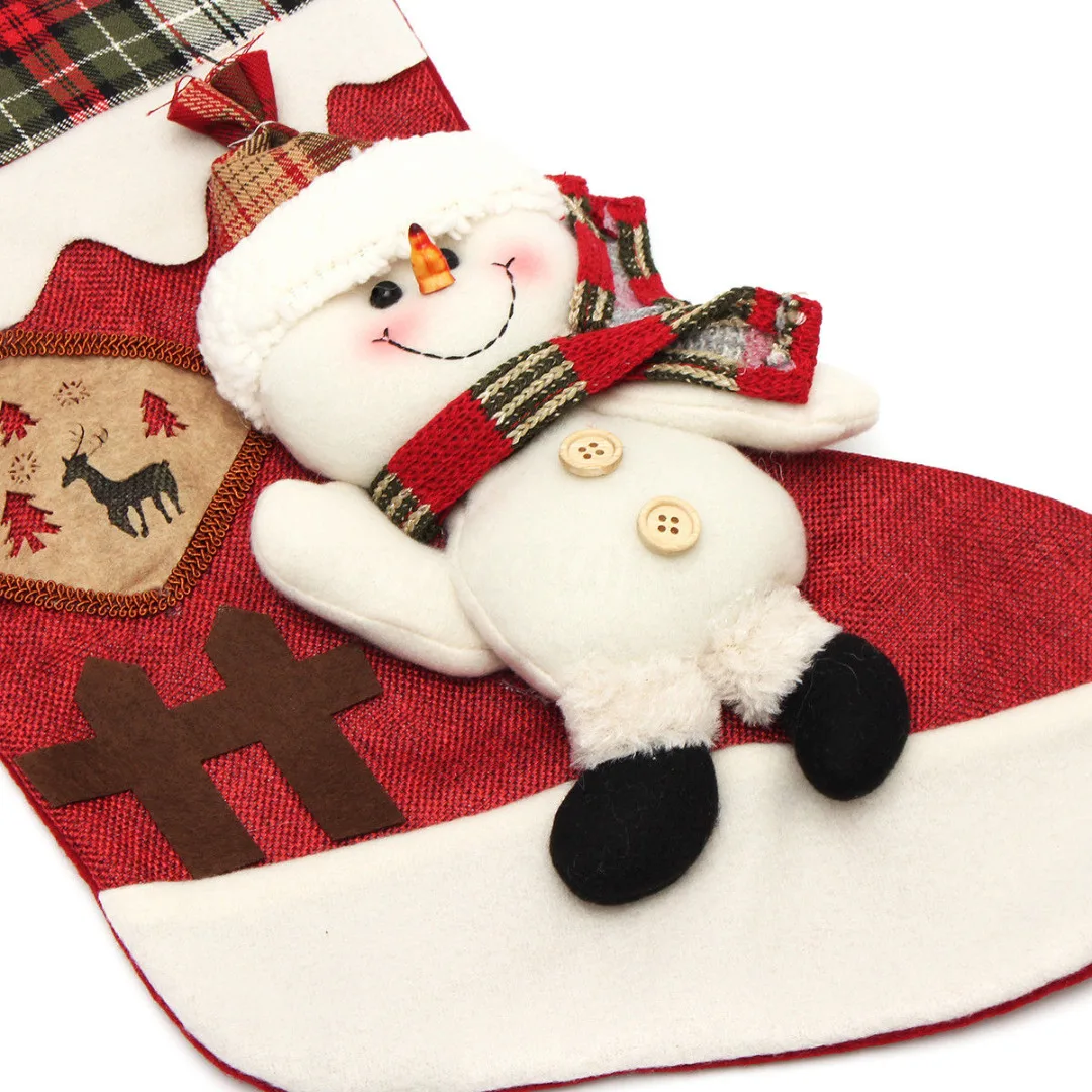 2019 Newest 3D Personalised Embroidered Christmas Santa Snowman Candy Stocking Gift Bag