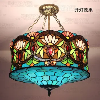 

18inch Tiffany European Chandelier stained glass blue Danube senior Club Villa dining room restaurant lamp