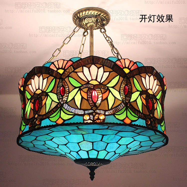 18inch Tiffany European Chandelier Stained Glass Blue Danube Senior Club Villa Dining Room Restaurant Lamp Pendant Lights Aliexpress