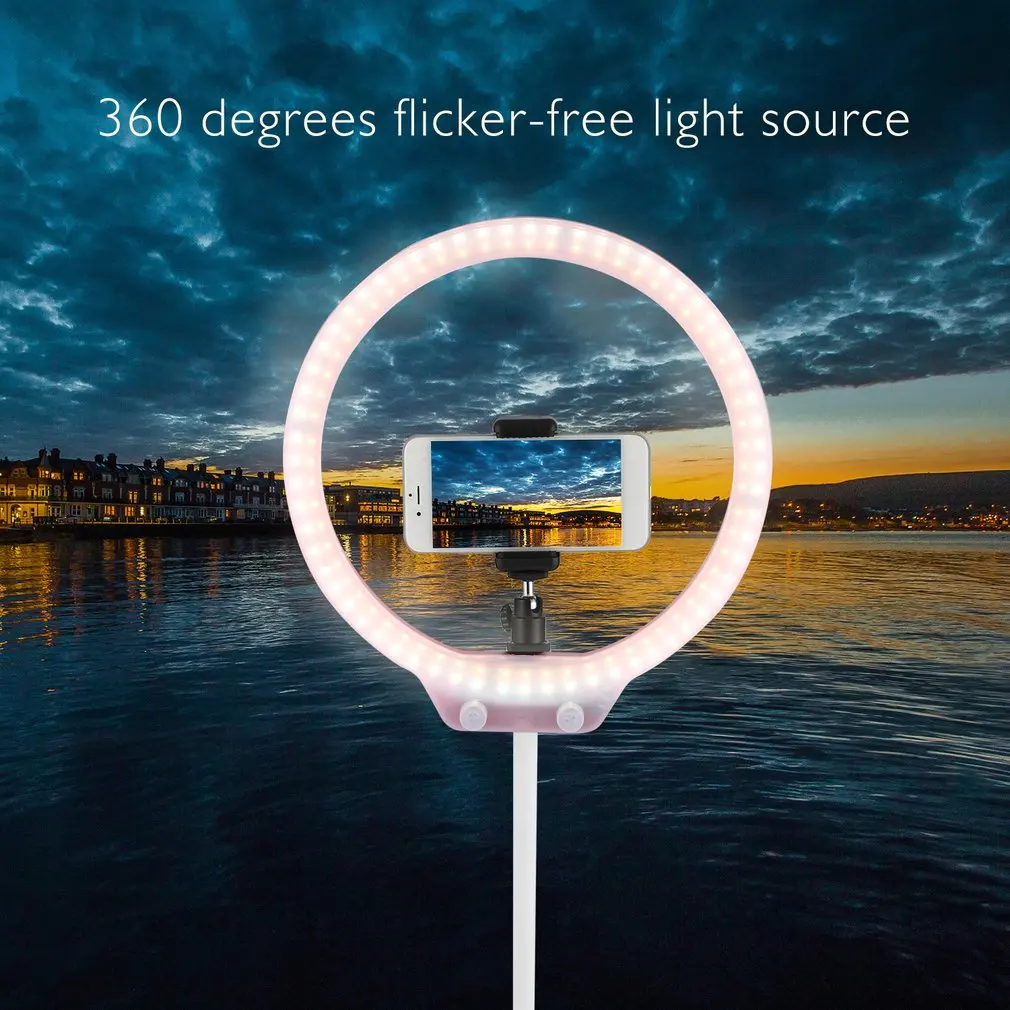 Светодиодный кольцевой светильник Настольная лампа для фотосессии затемняемое Освещение USB Зеркало 8 дюймов светодиодный настольный