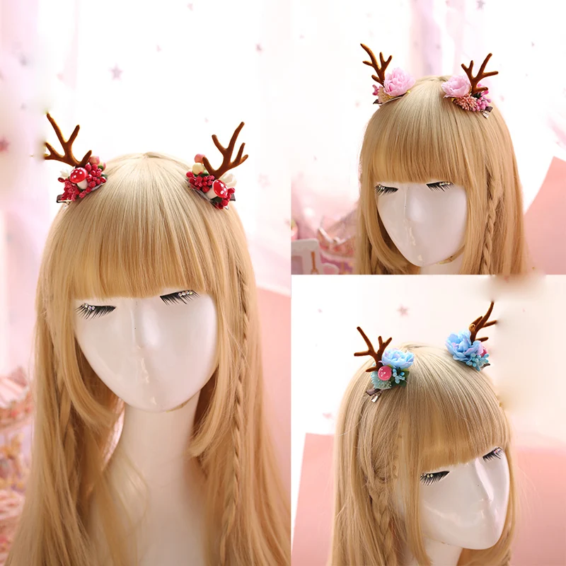Kawaii Lolita Girl японские рога цветочный дизайн головной убор для рождественской