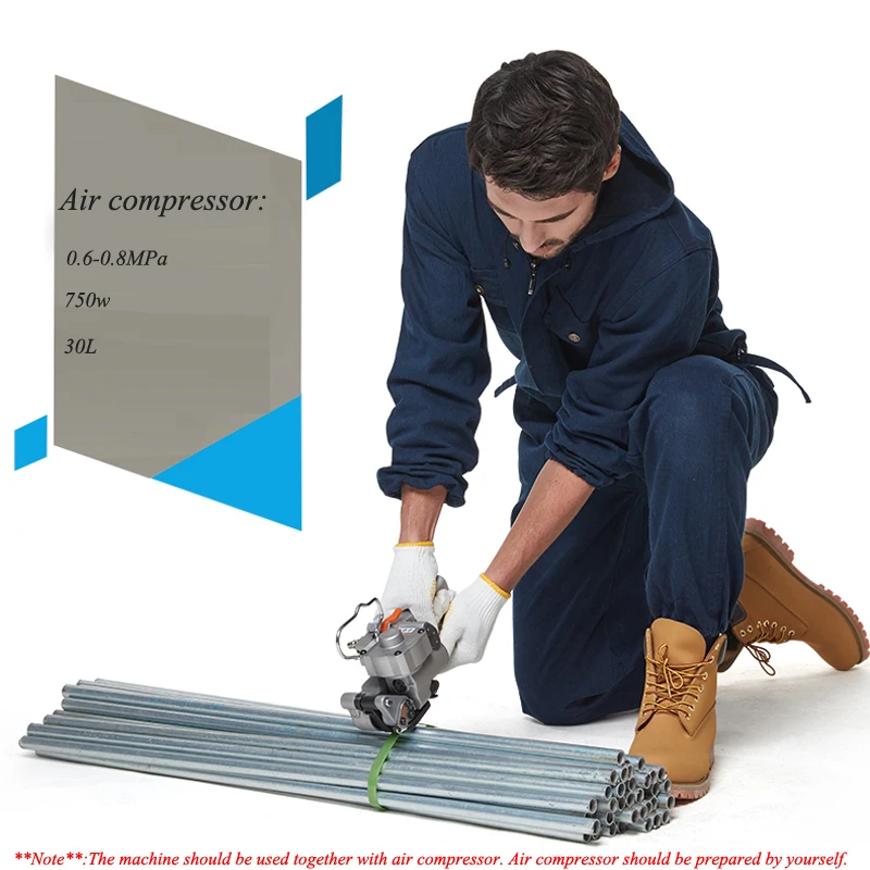 3KW المحمولة هوائي PP الربط أداة 2800N ملزم آلة التعبئة ل 13 16 19 مللي متر PP هوائي البالات الشحن مشبك a19