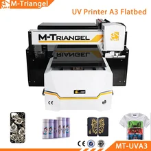 M-Triangel  A3 UV Printer For Leather Phone Case PVC Plate Acrylic Wooden Metal Plate UV ink Automatic UV Flatbed Printer Faster