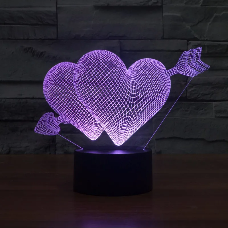 Подарок для девушки 3D лампа с голограммой 7 цветов USB акриловые лампы на годовщину