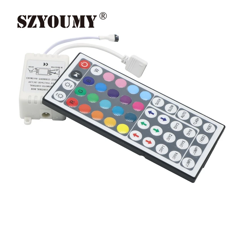 cheap SZYOUMY Led Controller 44 Keys LED IR RGB Controler LED Lights Controller IR Remote Dimmer DC12V 6A For RGB SMD 3528 5050 LED