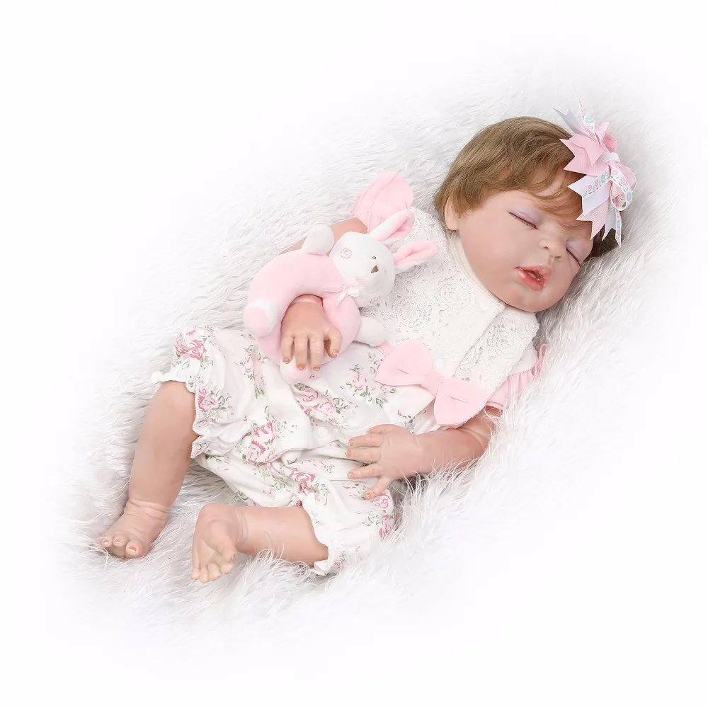 55 см полностью силиконовая кукла Reborn Baby Bebe 22 дюйма для новорожденных спящих