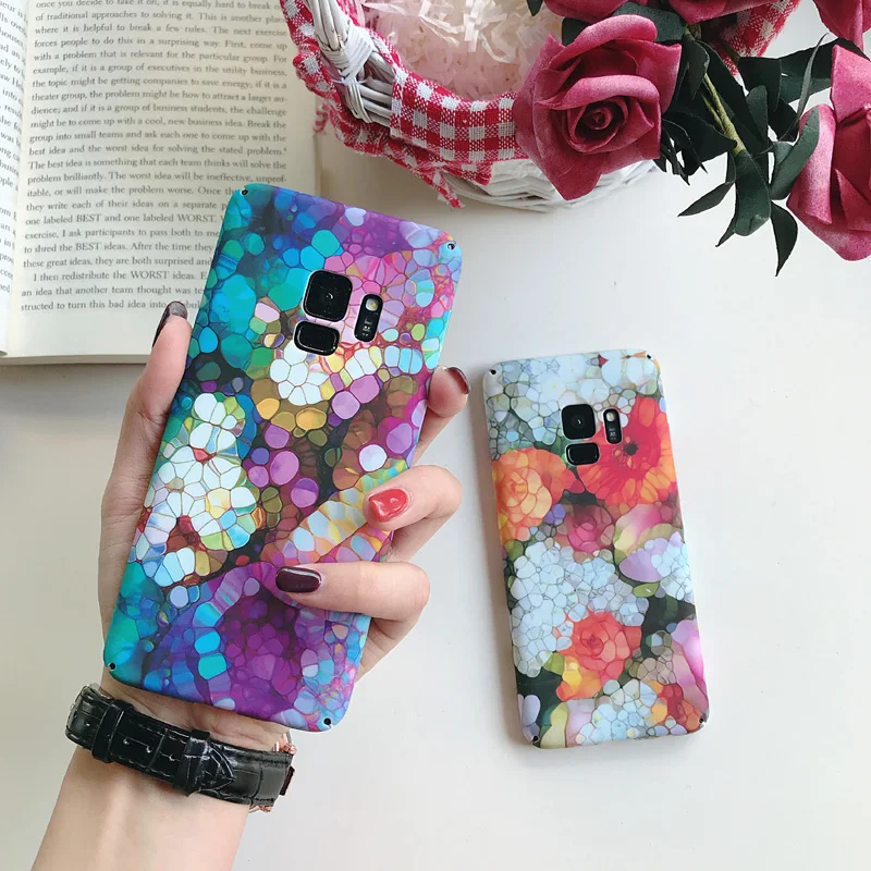 Kisstop Fashion Phone case For Samsung Galaxy S10 S9 S8 Plus S7 Marble Flower Image Cover Lite Edge Note 8 9 |