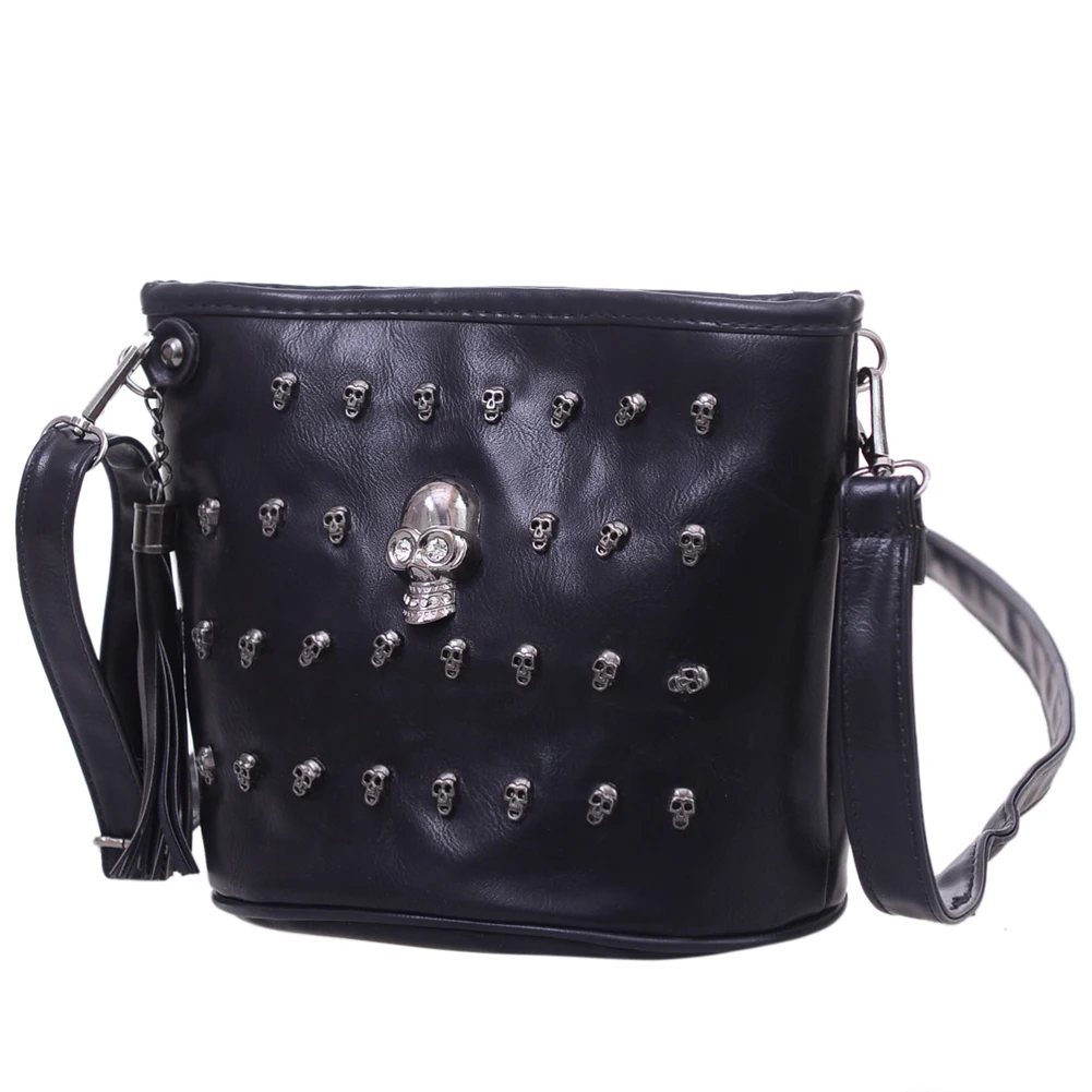 

Women Black Skull Design Shoulder Messenger Bag Handbag Purse Handbag Crossbody Leather Female feminina Bolsas Borse Feminina
