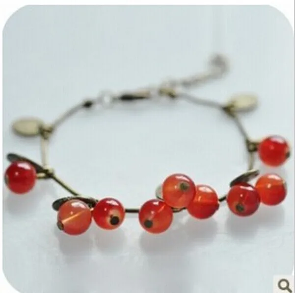 

Special retro sweet little cherry gift beautiful bracelet Free Shipping 4BD16