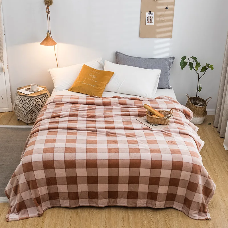 

Lattice bedspread blanket 200x230cm High Density Super Soft Flannel Blanket to on for the sofa/Bed/Car Portable Plaids