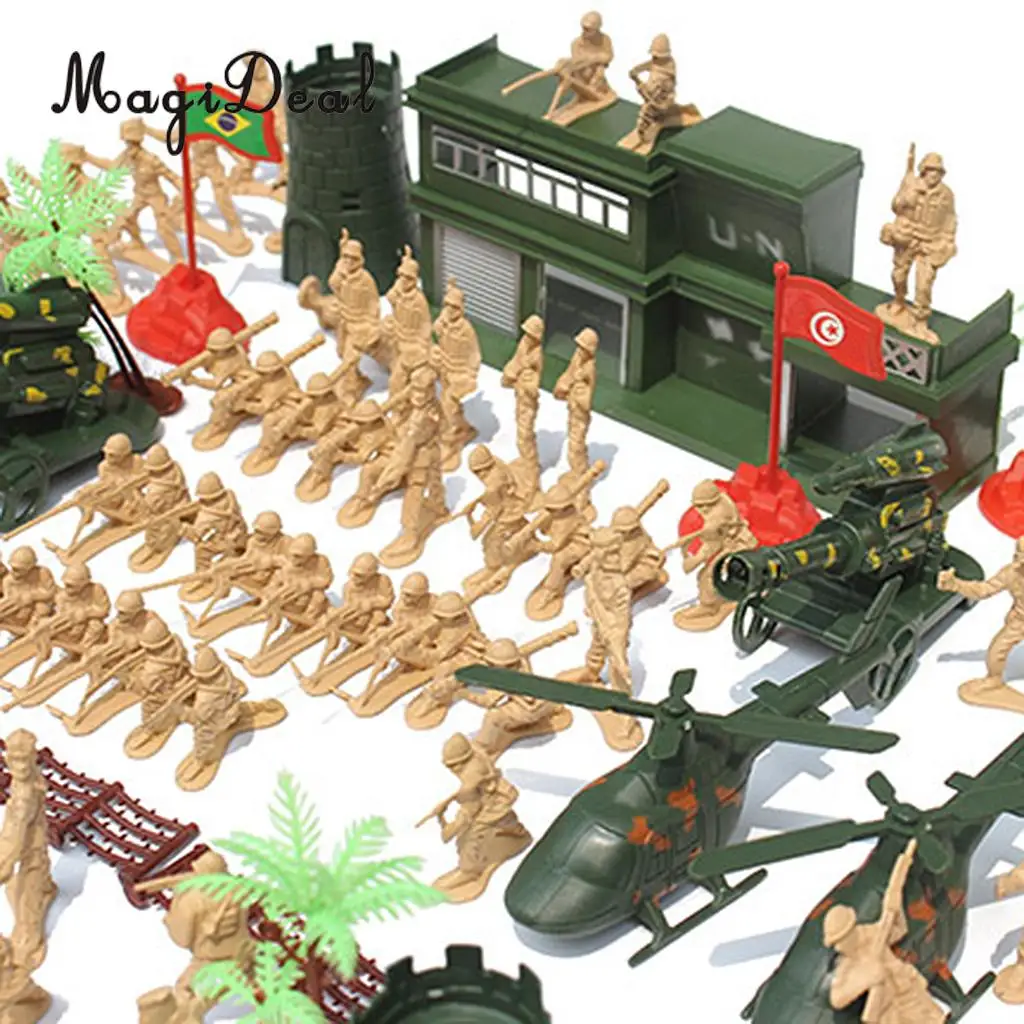188 Pieces Army Men Playset 5cm Soldier Action Figures with Tanks Planes Flags&More Assorted Accessories Boys Kids Toys Gift
