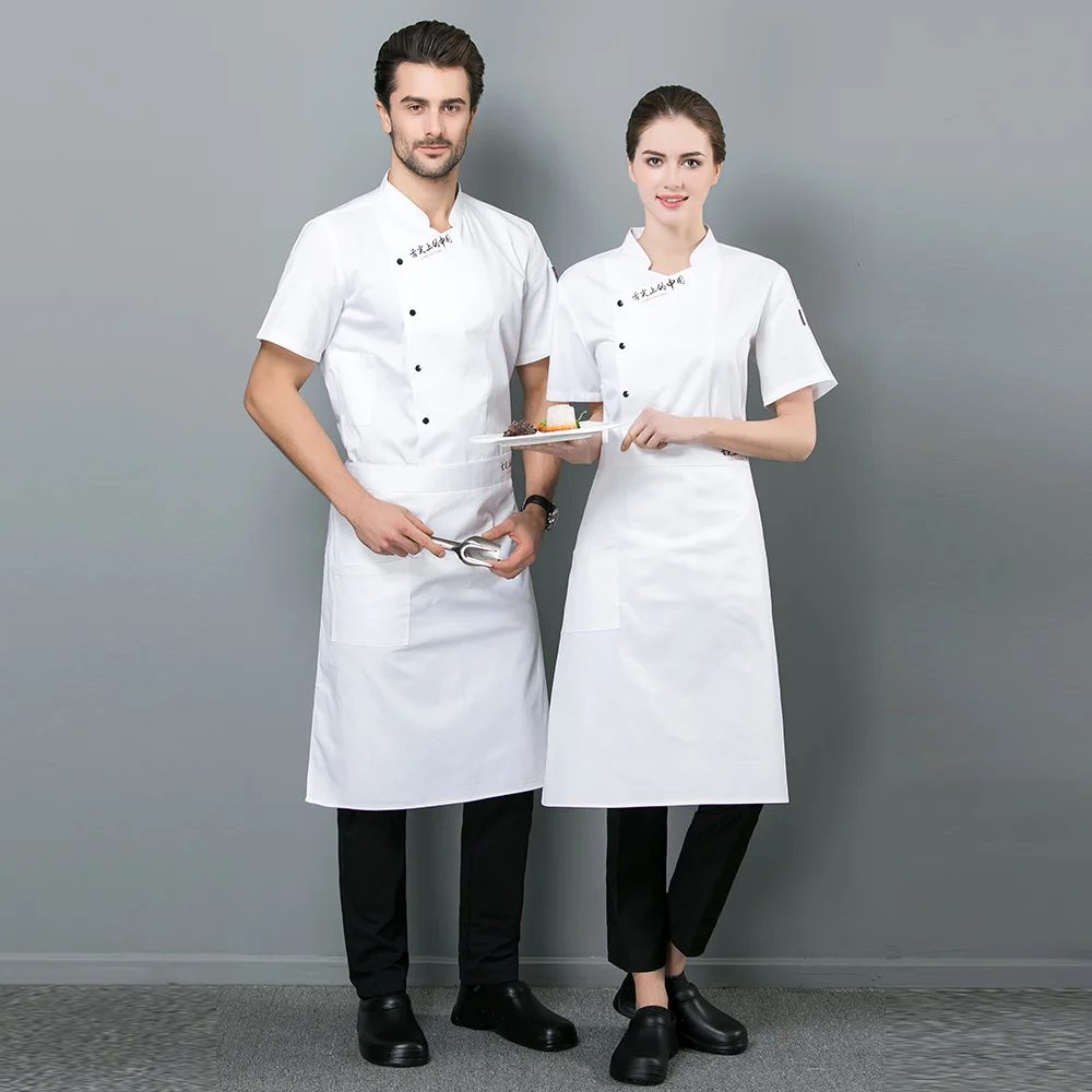 sanxiaxin Short sleeved restaurant uniforms shirts hotel Kitchen cooker Work shirts Chef Jacket Food Service chef work clothes