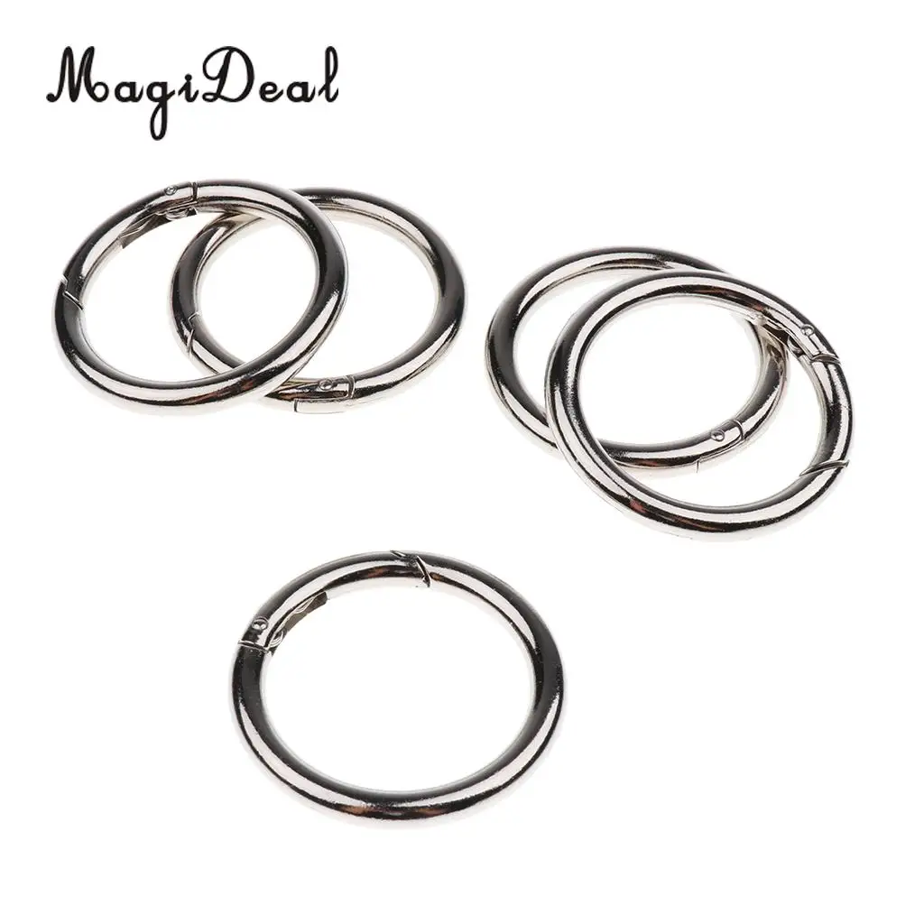 Outdoor 5 Pieces Round Push Gate Snap Open Hook Spring Ring Key Chain Carabiner 15/20/25/30/35/40/44/49mm for Camping Hiking