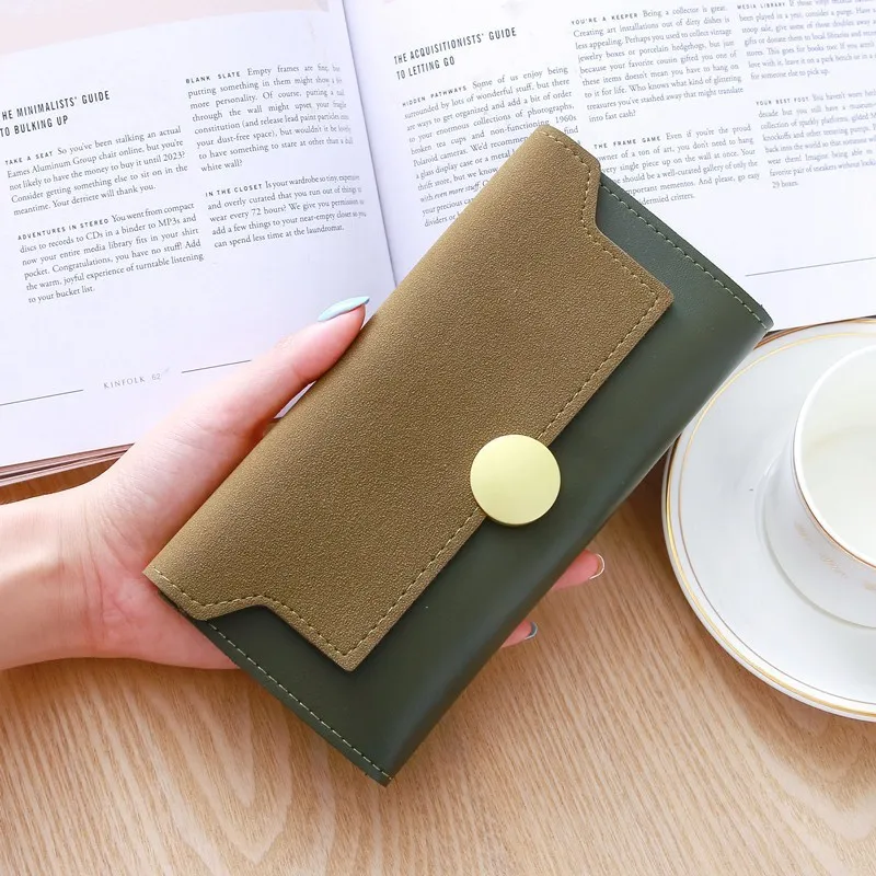 

Soft Wallet Woman Long Fund Personality Concise Wristlet Coin Purse Matting Thin Section Wallet Clutch Phone Bag Card Holder