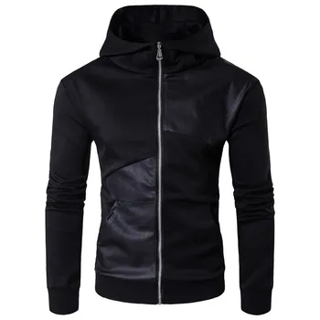

Spring long-sleeved Fakesweater Men's Men's Collar British Coat Black Hoodie neck Jacket men's men's trend large size