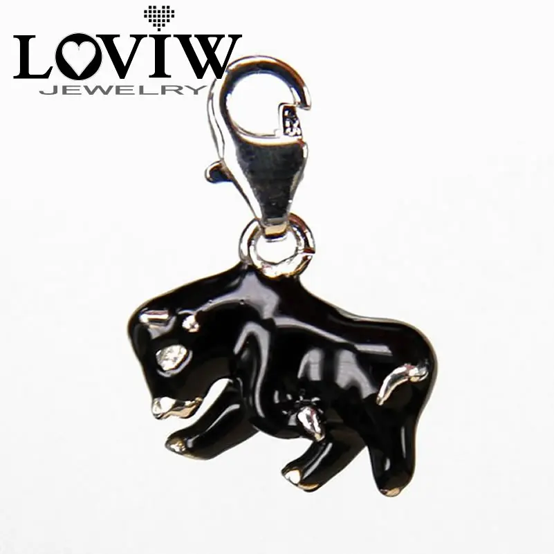 

Black-enamelled Bull charm pendant 2019 Zodiac Charm pendants Taurus Star Sign Charms Striking thomas sabor Jewerly silver Gift