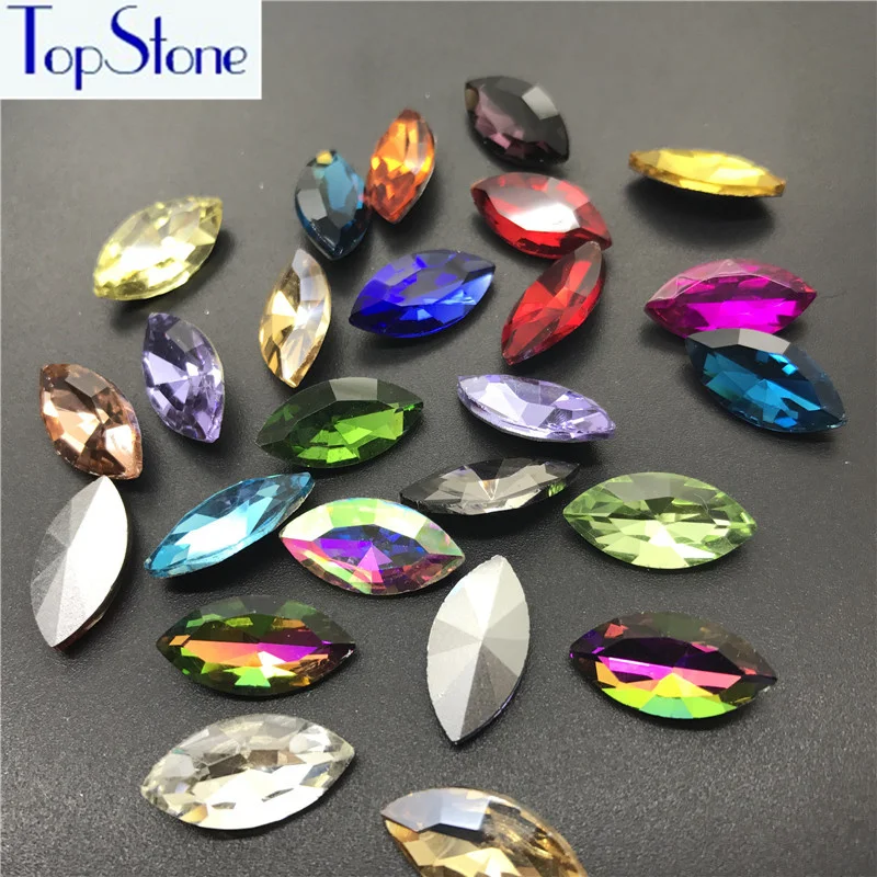 

TopStone Navette Rhinestone 5x10,6x12,7x15,9x18,17x32mm All Colors Pointback Glass Crystal Stones for DIY Garment dress making