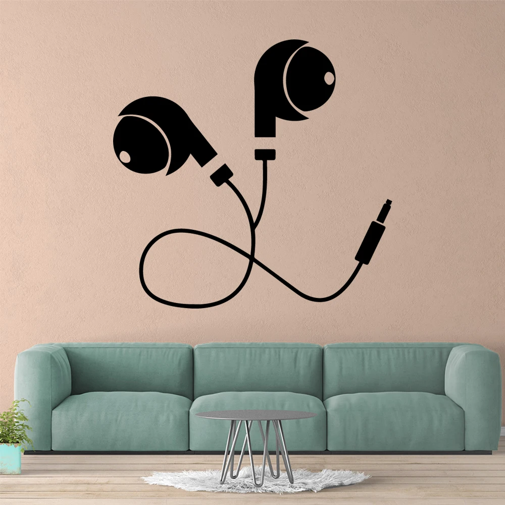 

Removable Earphone Wall Sticker Removable Self Adhesive Watercolo For Home Decor Background Wall Art Decal