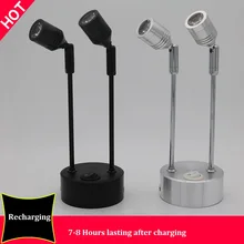 8-43 мм полюс 2 Вт/6 Вт подзарядка Светодиодный точечный светильник, беспроводной ювелирный магазин, двойная головка вращающийся акцент батарея заряжаемый прожектор