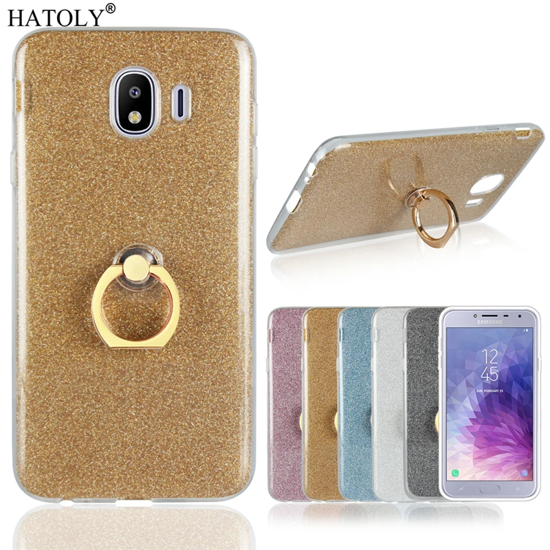 

sFor Samsung Galaxy J4 Case for Samsung J4 Cover Rubber Silicon Finger Ring Soft Bling Case For Samsung Galaxy J4 2018 J400F/DS
