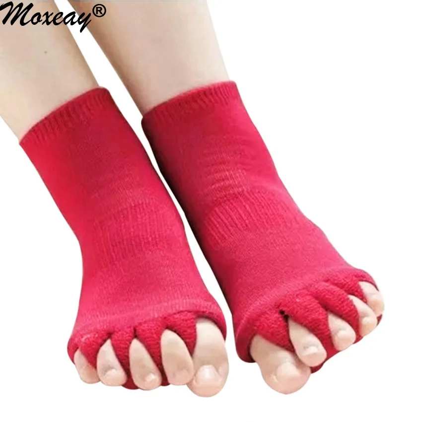 Moxeay 1 Pair Socks for Women Girls Toe Socks Soft Cotton Massage Five