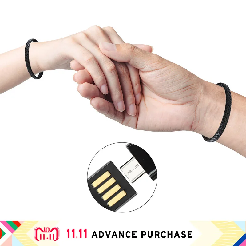  2pcs Leather Sports bracelet usb cable data line wire phone charger Couple gift for Lovers fast cha