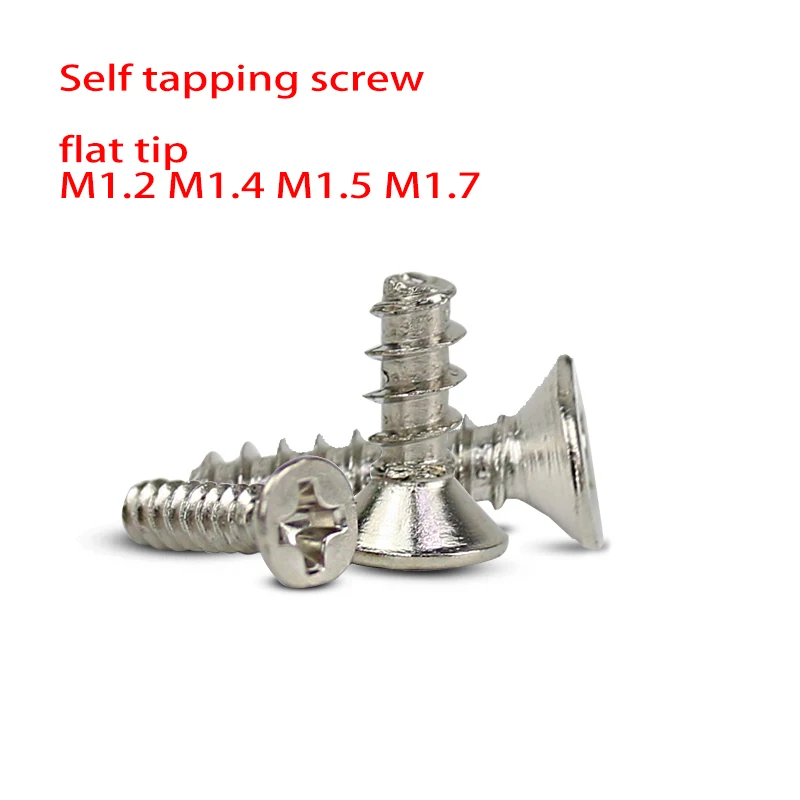 M1.2 M1.4 M1.7 steel screw self tapping flat end countersunk head electronic phone DIY Audio nickle plated |