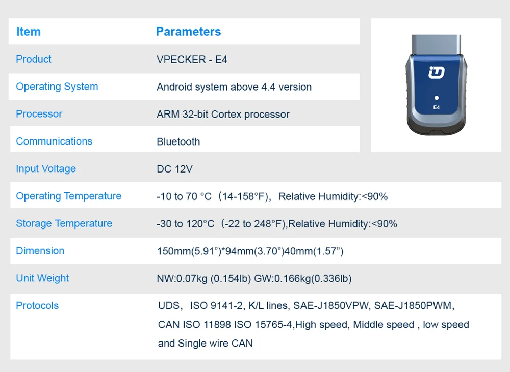 XTUNER VPECKER E4 Easydiag Bluetooth OBDII сканирующий инструмент полная система OBDII сканирующий инструмент для Android