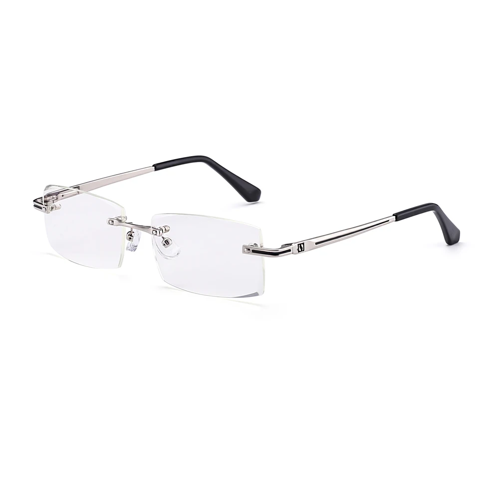 Без оправы Для мужчин очки анти синий лучей радиации компьютерная оптическая смолы прозрачные линзы бескаркасные очки с Чехол