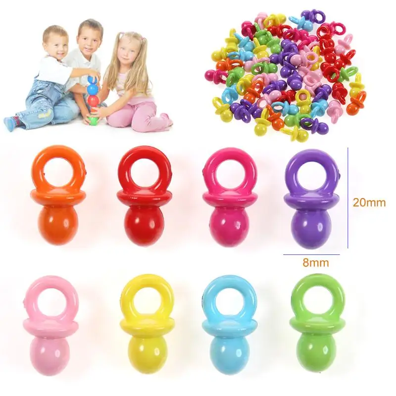 

50pcs/lot Baby Mini Pacifier Acrylic Infant Shower Filler Nursery Pacifiers Kids Pretend Play Toy Christening Birthday DIY Deco