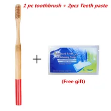 1 шт. зубная щетка из натурального бамбука и паста для зубов красная маленькая мягкая головка круглая бамбуковая ручка Мягкая Щетина зубная щетка для взрослых