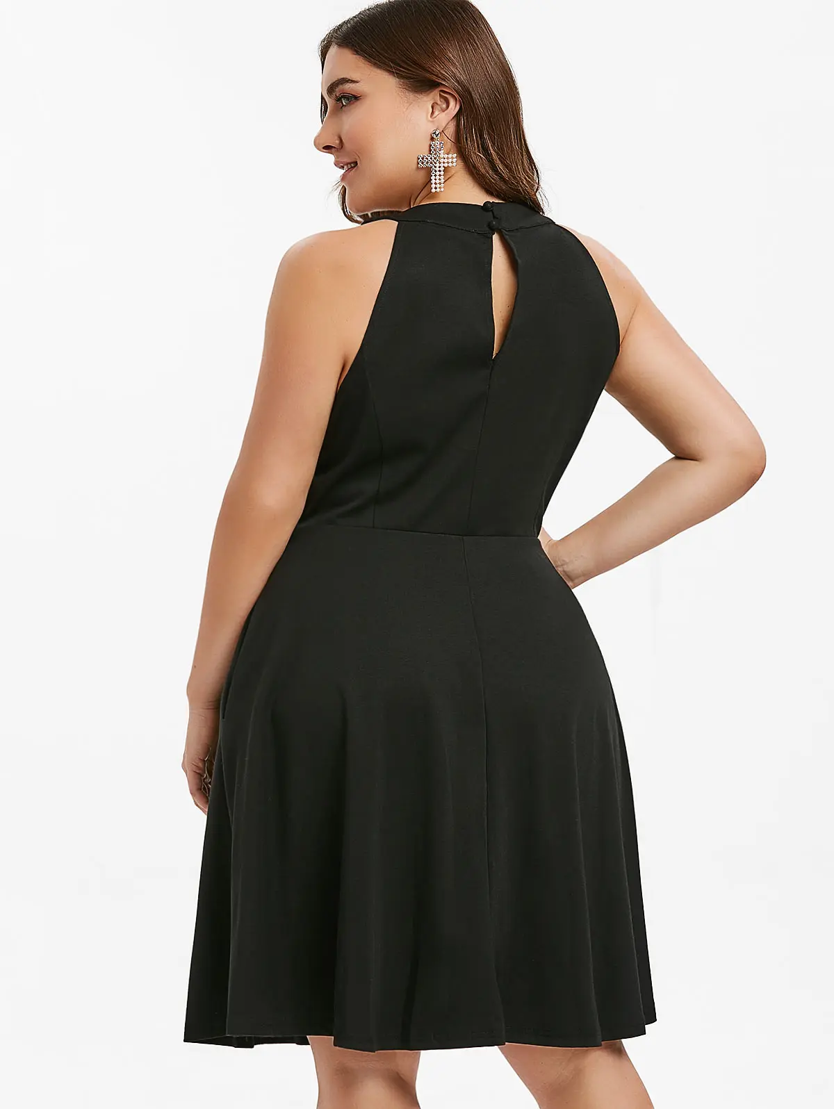 Wipalo размера плюс с круглым вырезом элегантное вечернее платье для женщин без рукавов однотонное летнее Повседневное платье Vestidos ТРАПЕЦИЕВИДНОЕ приталенное и расклешенное платье