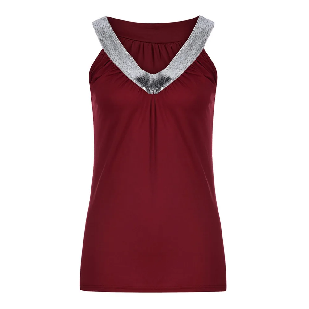 2019 Women's v-neck plus size sexy tops and blouses sleeveless loose beach tops and blouses summer et chemisiers femme  40J12 (14)