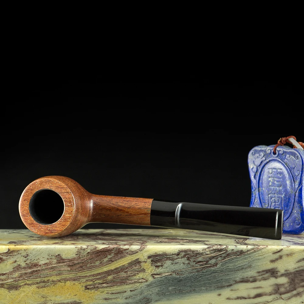 New Handmade Straight Wooden Pipe 9mm Filter Smoking Pipe Ebony Wood Tobacco Pipe with 10 Tools