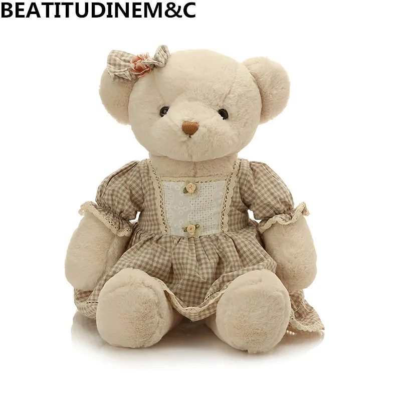 Милый стиль принцессы плюшевый мишка игрушка, платье Медведь кукла, детская игрушка, подарок на день рождения девочки, украшение дома - Цвет: B