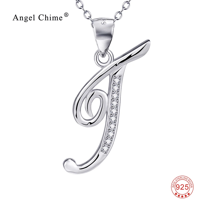 

Fashion 26 Initial Letters T-Z 925 Sterling Silver Pendant Choker Necklaces Fashion Alphabet Charm Statement Necklace For Women