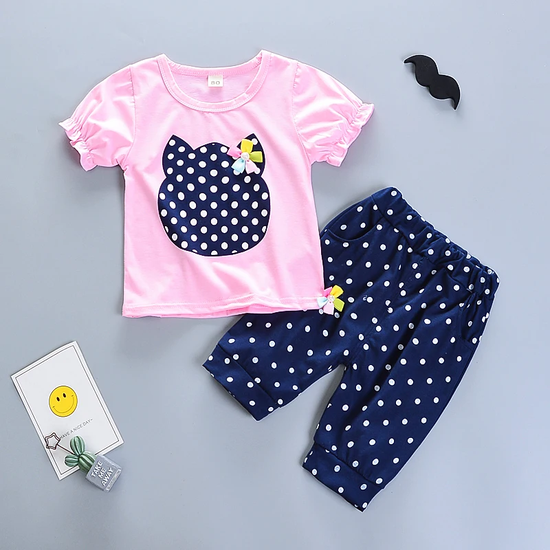 

Bibicola girls clothes set summer 2019 fashion cartoon cotton outfits suit children girls t-shirt+short 2 pcs girls clothing
