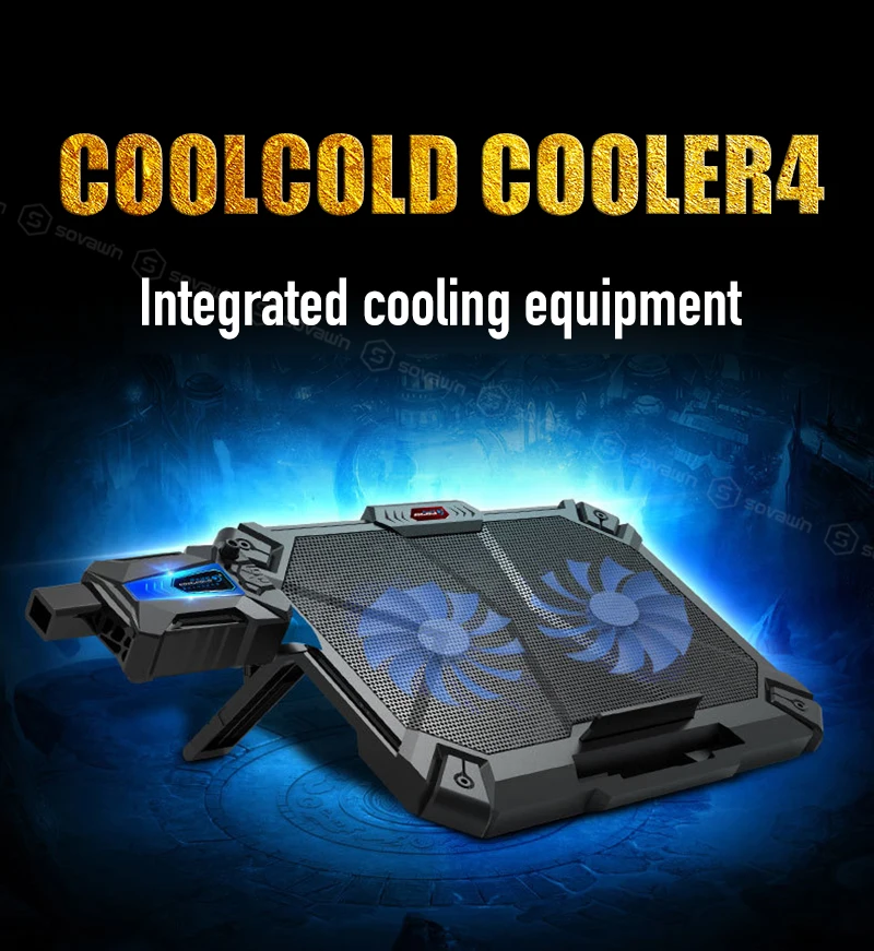 COOLCOLD 2 в 1 компл. Cooler Pad для 17 'ноутбук с воздушным охлаждением Professional внешний двойной вентилятор охлаждения база Регулируемый кулер hp