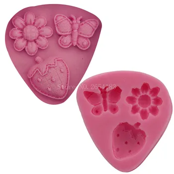 

Cartoon Flower & butterfly & strawberry Silicone Fondant Soap 3D Cake Mold Cupcake Jelly Candy Chocolate Baking Tool FQ2406