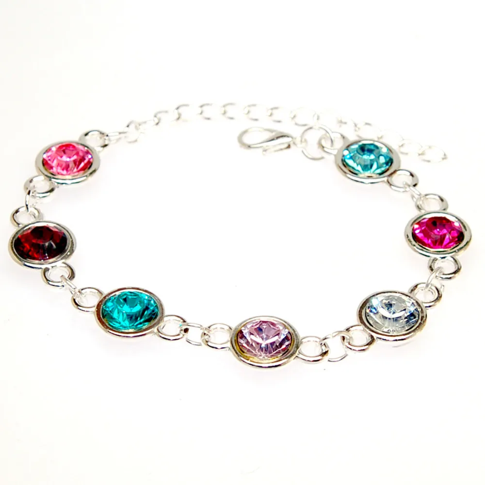 Trandy silver plating bracelet,multi color crystal bracelets,cheap