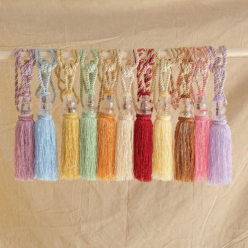 1pc Curtain Tieback Crystal Tassel Beaded Tie Tieback Curtain Decor