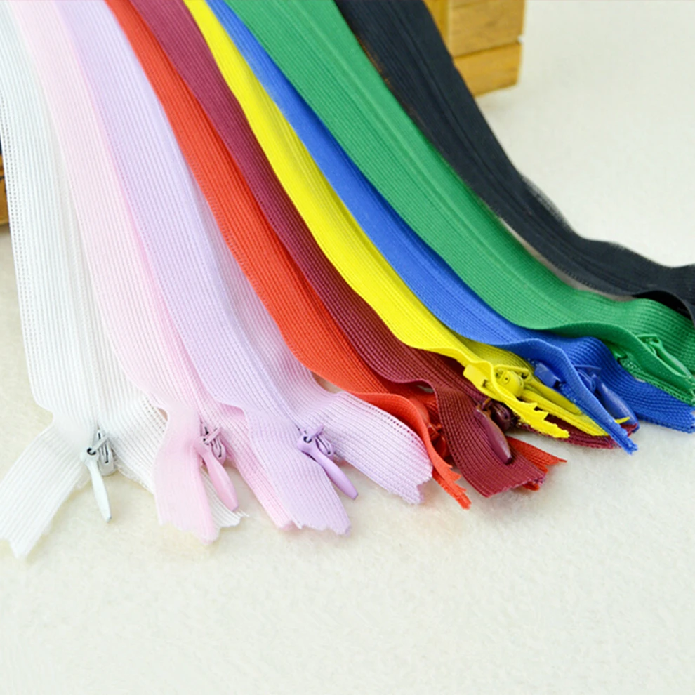 

100PCS Long 60cm zipper high quality nylon invisible zipper garment polyester color door zipper DIY clothing sewing supplies