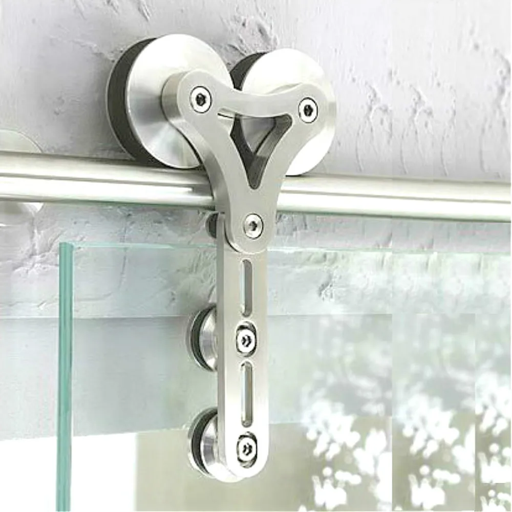 Us 260 85 Heavy Duty Stainless Steel Sliding Barn Glass Door Interior Double Head Hollow Out Hanger Wheel Barn Track Slidingkit 5ft 13 2ft In Doors