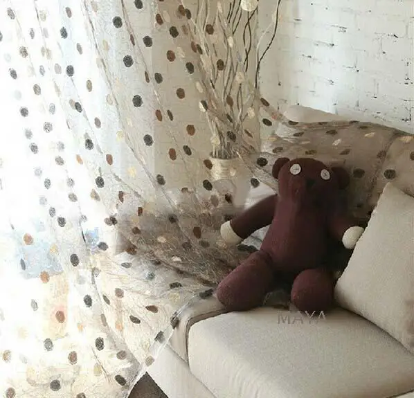 

New Arrival Modern Style Circle Dots Pattern Nest Embroidered Tulle Curtain Translucidus Tulle Curtain for Living Room