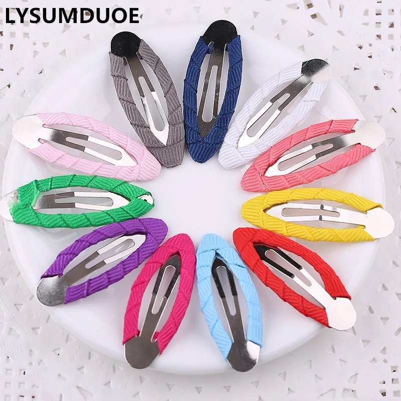 

50Pcs/Lot Children Hairpin Ribbon BB Clip DIY Oval Drip Clips Solid Candy Color 5cm Barrette Cute Hairpins Girl Hair Accessories