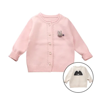 

Casual Cardigan For Girls Cotton Solid Baby Girls Sweater Cat Print Kids Cardigan Coat Autumn Cartoon Sweater Girls Clothing