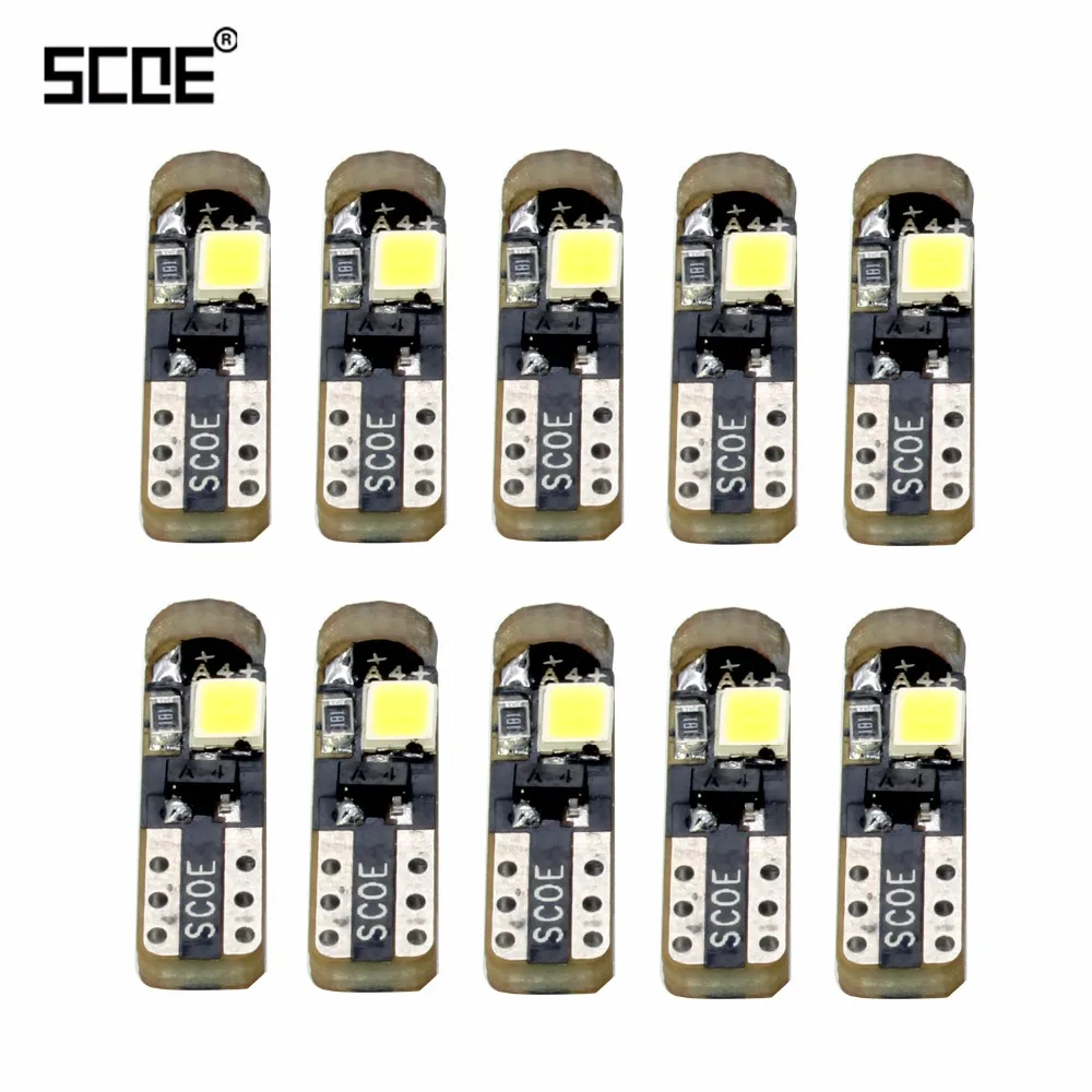 SCOE 10 шт. T5 3SMD приборная панель светодиодный 12 В/24 В 12516 13516 W1.2W измерительный светильник Автомобильный светодиодный светильник 2835 SMD супер яркий