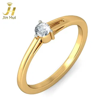 

Jinhui Unisex The Ipsa Ring Solid 18K Yellow 750 Gold 0.11CT Natural Diamond Jewelry Free Engraving